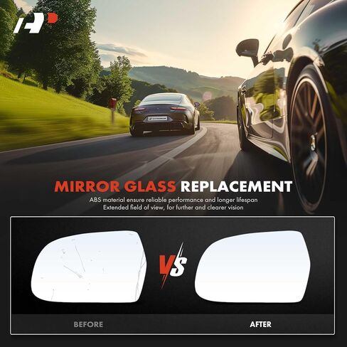 A-Premium Left Driver Side Heated Mirror Glass with Backing Plate - Compatible with Audi A4 2010-2016, A4 Quattro 2010-2016, A3 2011-2013, A3 Quattro 2011-2013 - Exterior Side View Flat Mirror in Saudi Arabia