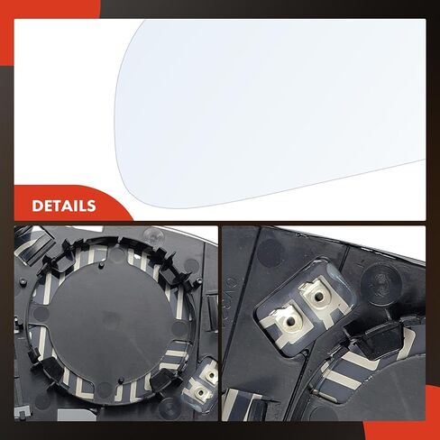 A-Premium Left Driver Side Heated Mirror Glass with Backing Plate - Compatible with Audi A4 2010-2016, A4 Quattro 2010-2016, A3 2011-2013, A3 Quattro 2011-2013 - Exterior Side View Flat Mirror in Saudi Arabia