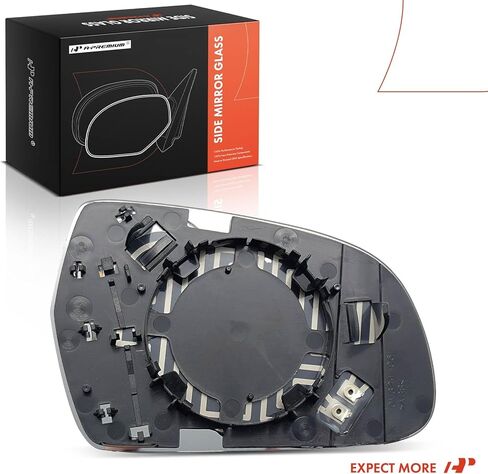 A-Premium Left Driver Side Heated Mirror Glass with Backing Plate - Compatible with Audi A4 2010-2016, A4 Quattro 2010-2016, A3 2011-2013, A3 Quattro 2011-2013 - Exterior Side View Flat Mirror in Saudi Arabia
