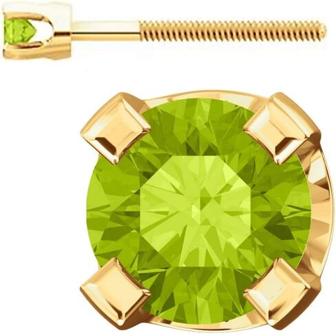 Trustmark Yellow Gold 2mm Natural Peridot Screw Back Stud Earrings in Saudi Arabia