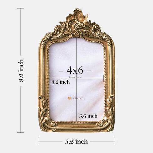 eletecpro 4x6 Arch Vintage Picture Frame with Glass Cover, Antique Ornate Gold Photo Frame 4 x 6 for Tabletop or Wall Hanging, Vintage Gold in Saudi Arabia