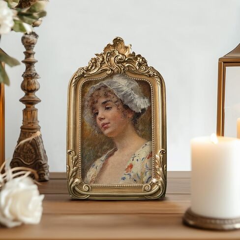 eletecpro 4x6 Arch Vintage Picture Frame with Glass Cover, Antique Ornate Gold Photo Frame 4 x 6 for Tabletop or Wall Hanging, Vintage Gold in Saudi Arabia