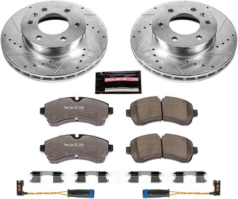 Power Stop Front Brake Kit For 2007 2008 2009 Dodge Sprinter 3500 2019 2020 Freightliner Sprinter 1500 - Truck & Tow Carbon Fiber Ceramic Brake Pads & Drilled and Slotted Rotors Replacement, K6234-36 in Saudi Arabia
