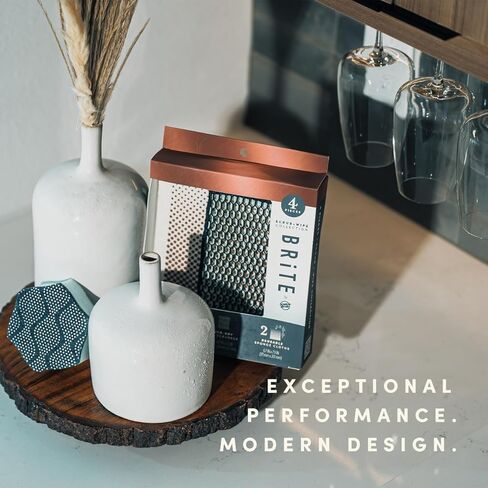 Brite by Scotch-Brite Scrub and Wipe Collection with 1 Rich-Foaming Dish Scrubber, 1 Quick-Dry Mesh Scrubber, and 2 Reusable Sponge Cloths in Kuwait