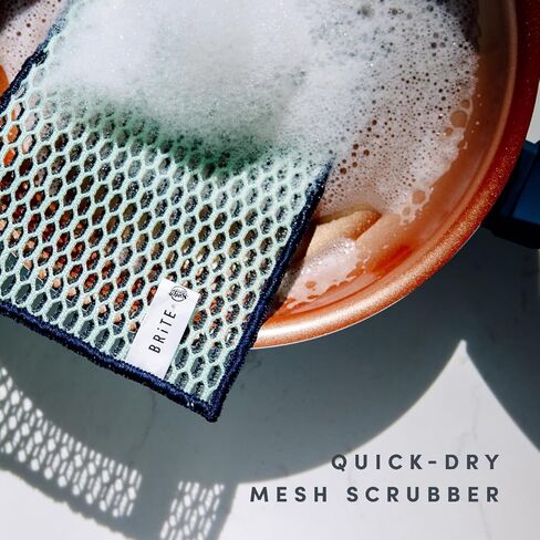 Brite by Scotch-Brite Scrub and Wipe Collection with 1 Rich-Foaming Dish Scrubber, 1 Quick-Dry Mesh Scrubber, and 2 Reusable Sponge Cloths in Kuwait