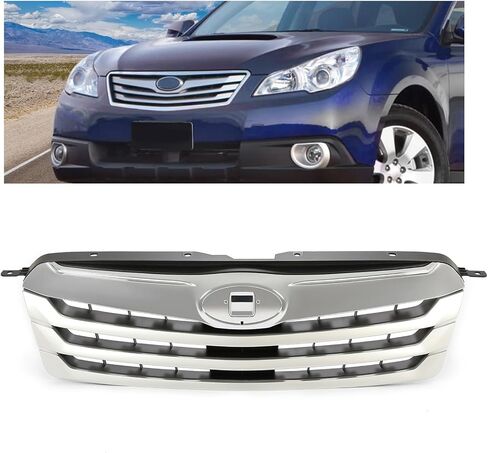 HECASA Front Grille Compatible with 2010-2012 Subaru Outback 2.5i Sport Touring 3.6R Limited Premium Grill Assembly Silvery+Balck Replacement for 91121AJ04B SU1200143 in Saudi Arabia