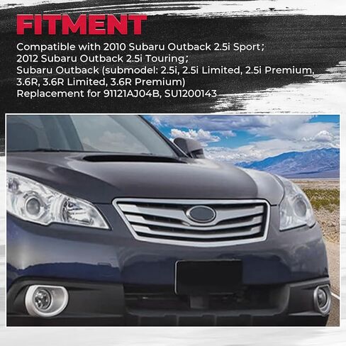 HECASA Front Grille Compatible with 2010-2012 Subaru Outback 2.5i Sport Touring 3.6R Limited Premium Grill Assembly Silvery+Balck Replacement for 91121AJ04B SU1200143 in Saudi Arabia
