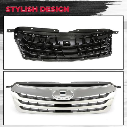HECASA Front Grille Compatible with 2010-2012 Subaru Outback 2.5i Sport Touring 3.6R Limited Premium Grill Assembly Silvery+Balck Replacement for 91121AJ04B SU1200143 in Saudi Arabia