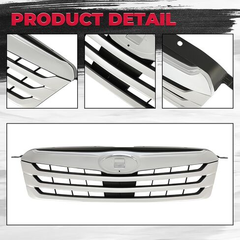 HECASA Front Grille Compatible with 2010-2012 Subaru Outback 2.5i Sport Touring 3.6R Limited Premium Grill Assembly Silvery+Balck Replacement for 91121AJ04B SU1200143 in Saudi Arabia
