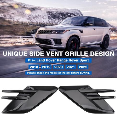 2pcs Air Side Vents Grille Only Fit for Land Rover Range Rover Sport 2018 2019 2020 2021 2022 Side Vent Trim Grill (Glossy Black) in Saudi Arabia