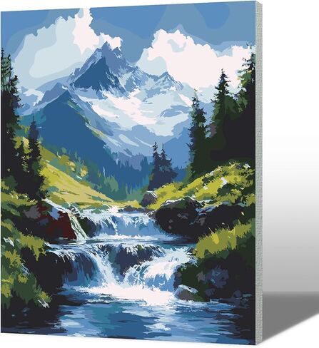 MAXBYE Townscape Framed Paint by Numbers Adult Kit, Seaside Town DIY Acrylic Painting Paint by Number On Canvas with Frame, Arts and Crafts for Home Wall Decor 12x16inch in Kuwait