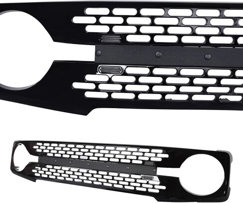 PENSUN Front Grille Fit For 2021-2023 Ford Bronco Grill Gloss Black W/Letters Bumper Mesh in Saudi Arabia