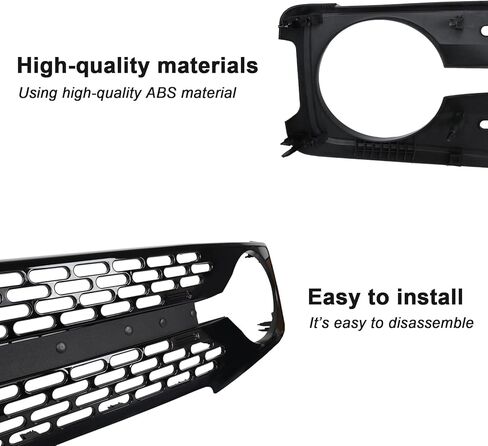 PENSUN Front Grille Fit For 2021-2023 Ford Bronco Grill Gloss Black W/Letters Bumper Mesh in Saudi Arabia