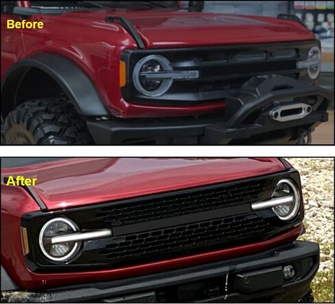 PENSUN Front Grille Fit For 2021-2023 Ford Bronco Grill Gloss Black W/Letters Bumper Mesh in Saudi Arabia