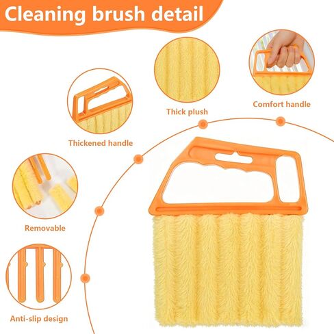2 Pack Venetian Blind Cleaner Tool, Wet Dry Duster for Blinds with Ergonomic Handle, Washable Microfiber Window Shutter Cleaning Brush, Handheld Damp Dust Sponge for Home Office, Yellow in Saudi Arabia