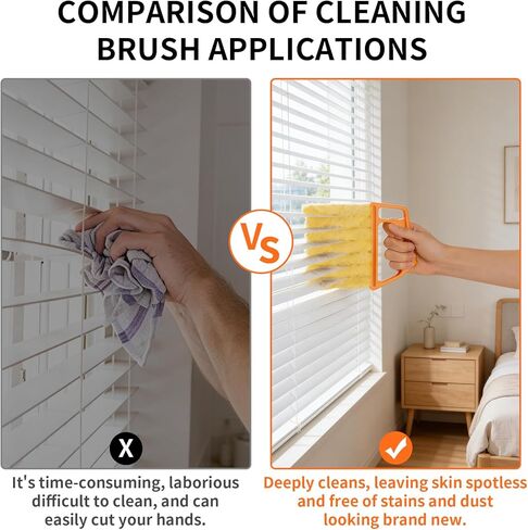 2 Pack Venetian Blind Cleaner Tool, Wet Dry Duster for Blinds with Ergonomic Handle, Washable Microfiber Window Shutter Cleaning Brush, Handheld Damp Dust Sponge for Home Office, Yellow in Saudi Arabia