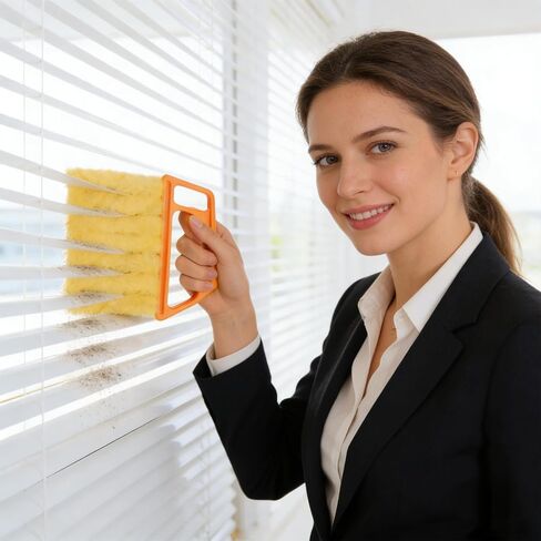 2 Pack Venetian Blind Cleaner Tool, Wet Dry Duster for Blinds with Ergonomic Handle, Washable Microfiber Window Shutter Cleaning Brush, Handheld Damp Dust Sponge for Home Office, Yellow in Saudi Arabia