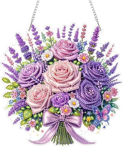 Eiflow Diamond Art Hanging Ornament Kit Squirrel, 10x10.1inch Double Sided Diamonds Painting Pendant Kit, DIY Gem Painting Acrylic Board Kit for Adults, Box Package in Saudi Arabia