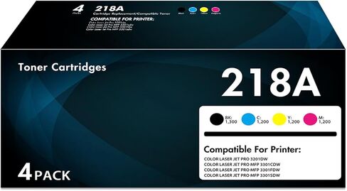 218A Toner Cartridges 4 Pack Compatible for HP 218A 218X Toner 3301sdw Cartridges Works with Color Laser Pro MFP 3301fdw 3301cdw 3201dw Printer W2180A W2180X(with Chip) in Kuwait