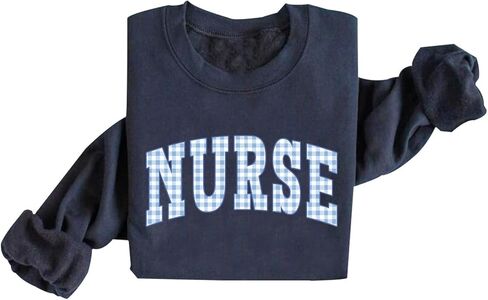 Blue Plaid Nurse Sweatshirt RN Sweashirt Oversized Nurse Sweatshirts Gift in Saudi Arabia