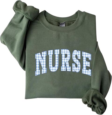Blue Plaid Nurse Sweatshirt RN Sweashirt Oversized Nurse Sweatshirts Gift in Saudi Arabia