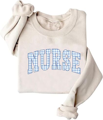 Blue Plaid Nurse Sweatshirt RN Sweashirt Oversized Nurse Sweatshirts Gift in Saudi Arabia