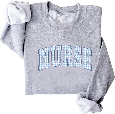 Blue Plaid Nurse Sweatshirt RN Sweashirt Oversized Nurse Sweatshirts Gift in Saudi Arabia