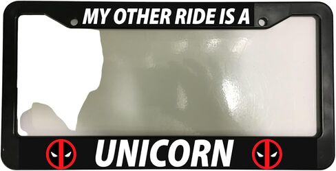 Holder for Car License Plate for My Other Ride Fans is a Unicorn for Deadpool Glossy Black License Plate Frame in Saudi Arabia