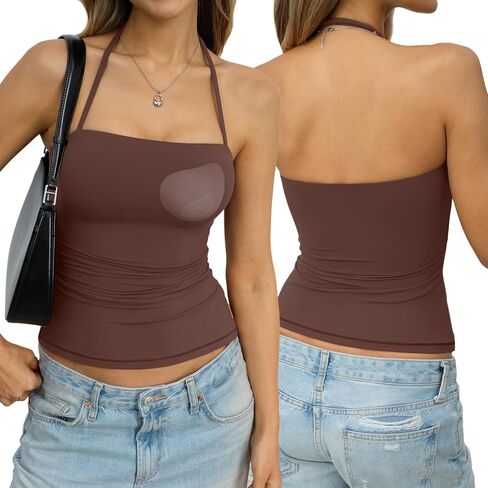 Womens Padded Halter Tank Top Double Lined Backless Tops Y2k Going Out Slim Fit Shirts Sexy Summer Outfits 2026 in Saudi Arabia