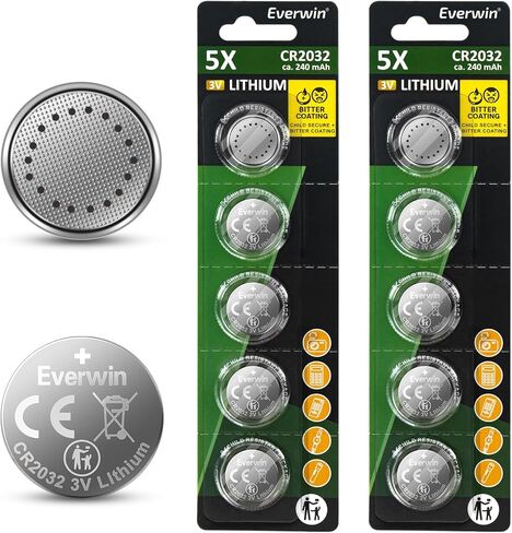 CR2032 Batteries 10 Pack - 2032 Lithium 240 mAh 3v Cell Battery Bitter Coating, Coin Batteries Compatible with AirTag, Watch, Car Remote, Key Fob in Saudi Arabia