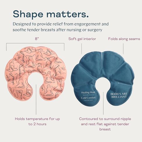 عبوات الثدي والصدر من نيسا - عبوات ثلج/حرارة قابلة لإعادة الاستخدام لتخفيف آلام الثدي والرضاعة الطبيعية والضخ والتخفيف الجراحي - وسادات معالجة حرارية أو باردة للثدي، عبوتان (مجموعة من قطعتين) in Kuwait