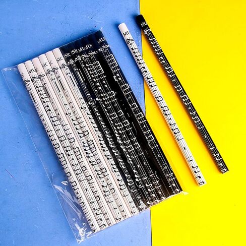 12Pcs Music Pencils for Adults, Music Note Pencils with Eraser, Black White Woodcase Pencil for Musician Composer Gift Office Supplies in Kuwait