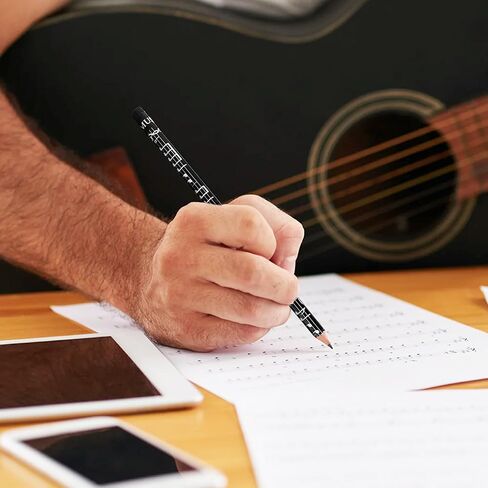 12Pcs Music Pencils for Adults, Music Note Pencils with Eraser, Black White Woodcase Pencil for Musician Composer Gift Office Supplies in Kuwait