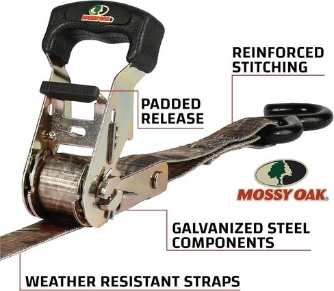 RPS Outdoors SI-2071 Mossy Oak Break-Up Infinity Camo 1" x 10' Ratchet Tie Down Straps (830 lb Safe Working Load / 2,500 lb Tension Strength), 4 Pack in Saudi Arabia