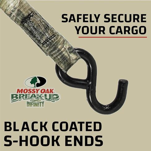 RPS Outdoors SI-2071 Mossy Oak Break-Up Infinity Camo 1" x 10' Ratchet Tie Down Straps (830 lb Safe Working Load / 2,500 lb Tension Strength), 4 Pack in Saudi Arabia