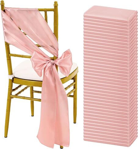 60 PCS Sage Green Satin Chair Sashes, Ties Bows Designed Sashes for Washable Reusable Chair Covers Supplies for Wedding Reception Events Banquets Party Hotel Event Aisle Decorations (7 x 108 inch) in Kuwait