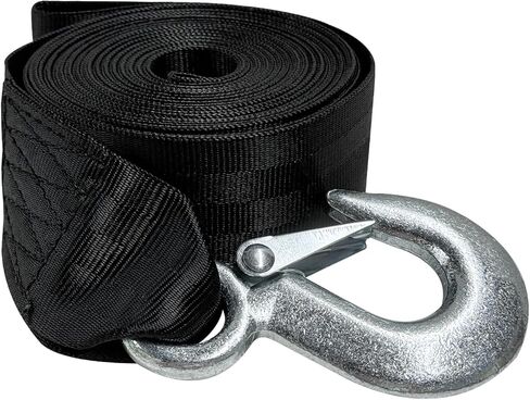 Boat Trailer Winch Strap with Hook, 2" x 20' Strengthened Polyester Emergency Towing Rope, 10000 lbs Heavy Duty Hand Crank Strap Replacement for Towing Jet Ski Truck SUV ATV in Kuwait