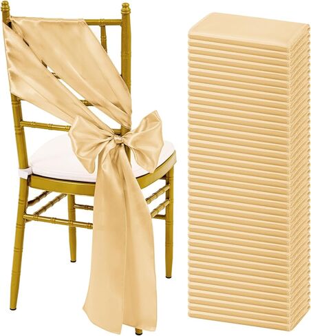 60 PCS Sage Green Satin Chair Sashes, Ties Bows Designed Sashes for Washable Reusable Chair Covers Supplies for Wedding Reception Events Banquets Party Hotel Event Aisle Decorations (7 x 108 inch) in Kuwait