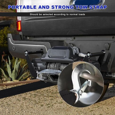 Boat Trailer Winch Strap with Hook, 2" x 20' Strengthened Polyester Emergency Towing Rope, 10000 lbs Heavy Duty Hand Crank Strap Replacement for Towing Jet Ski Truck SUV ATV in Kuwait