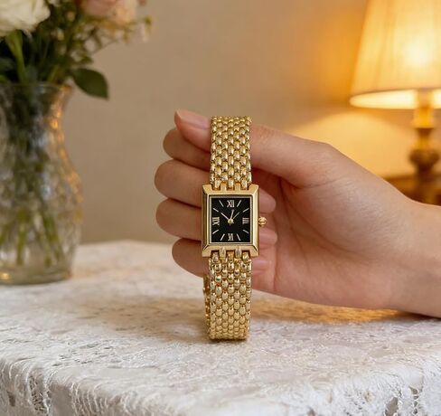 Watches for Women Wrist Watches Steel Strap Womens Watch Casual Fashion Simple Square Roman Dial Quartz Wristwatch in Kuwait