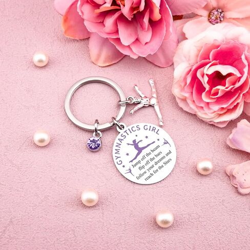 Gymnastics Gifts Inspirational Gymnastics Accessories For Girls Gifts For Gymnasts Cute Purple Gymnastics Keychain Stuff For Daughter Friends Birthday Graduation in Saudi Arabia