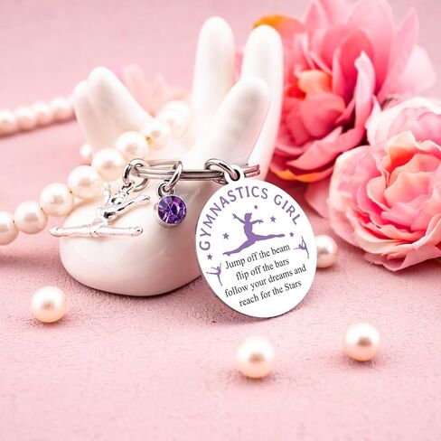 Gymnastics Gifts Inspirational Gymnastics Accessories For Girls Gifts For Gymnasts Cute Purple Gymnastics Keychain Stuff For Daughter Friends Birthday Graduation in Saudi Arabia