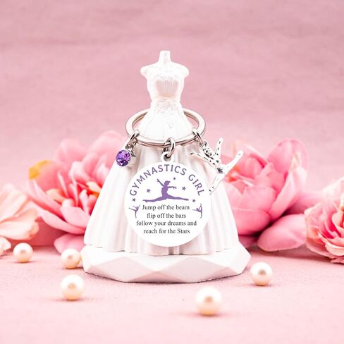 Gymnastics Gifts Inspirational Gymnastics Accessories For Girls Gifts For Gymnasts Cute Purple Gymnastics Keychain Stuff For Daughter Friends Birthday Graduation in Saudi Arabia