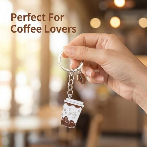 10 Pcs Metal Coffee Cup Keychain, Cute Coffee Lover Gifts for Women and Men, Espresso Bean Bag Charm Decor for Backpack Purse Car Keys in Saudi Arabia