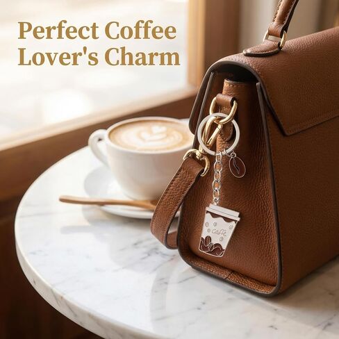 10 Pcs Metal Coffee Cup Keychain, Cute Coffee Lover Gifts for Women and Men, Espresso Bean Bag Charm Decor for Backpack Purse Car Keys in Saudi Arabia