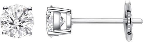 Jewelers IGI Certified Lab Grown Diamond Stud Earrings for Women, 14K Solid Gold & Platinum Round Cut (D-F Color, VS Clarity) - 4 Prong La Pousette Settings in Saudi Arabia
