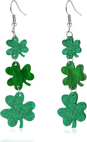 St. Patrick's Day Earrings for Women Acrylic Green Clover Green Hat Rainbow Dangle Earrings St. Patrick's Day Accessories Irish Good Luck Jewelry in Kuwait