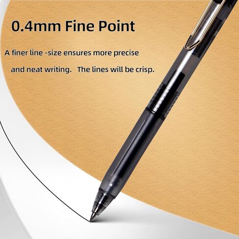 Gel Ink Rollerball Pens 0.4mm Fine Point Smooth Writing, Clear Black Barrels,Black Ink,Pack of 8 in Saudi Arabia