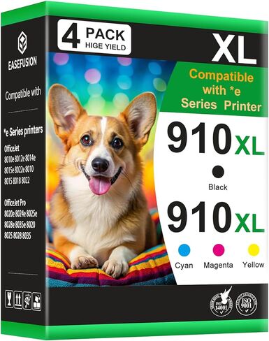 910XL Ink Cartridges Replacement for HP 910XL Ink Cartridges Combo Pack for HP OfficeJet Pro 8010 8010e 8015 8015e 8022e 8020e 8025e 8028e 8035e Series Printer | Black Cyan Magenta Yellow in Kuwait