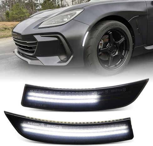 Smoked Lens Dynamic White LED Side Marker Lights For 2022 2023 2024 Toyota GR86 Subaru BRZ Front Bumper, Dual-row Sequential Indicator Signal Lamp in Saudi Arabia